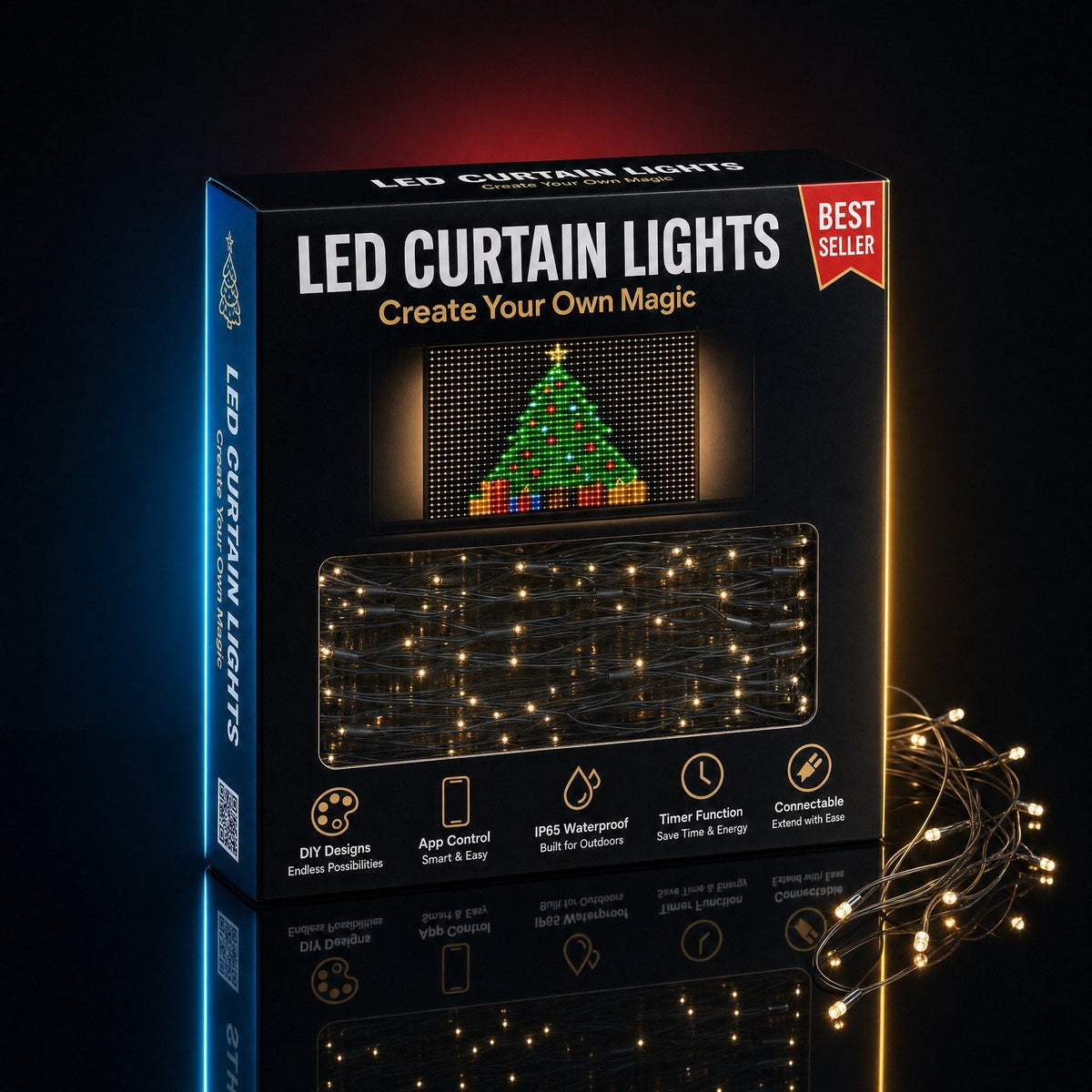 Merry Glow LED Christmas curtain retail box